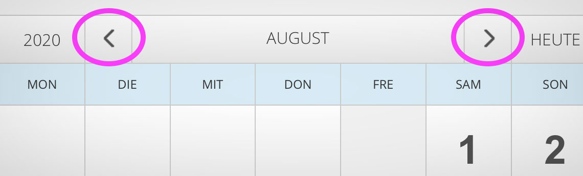 Screenshot mit Markierungen